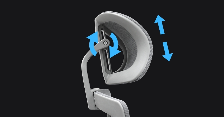 Regulowany zagłówek 2D fotela NEST